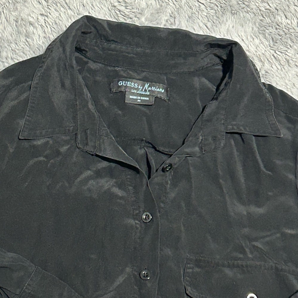 Vintage Guess by Marciano 100% Silk Button-down Blouse in Black - M